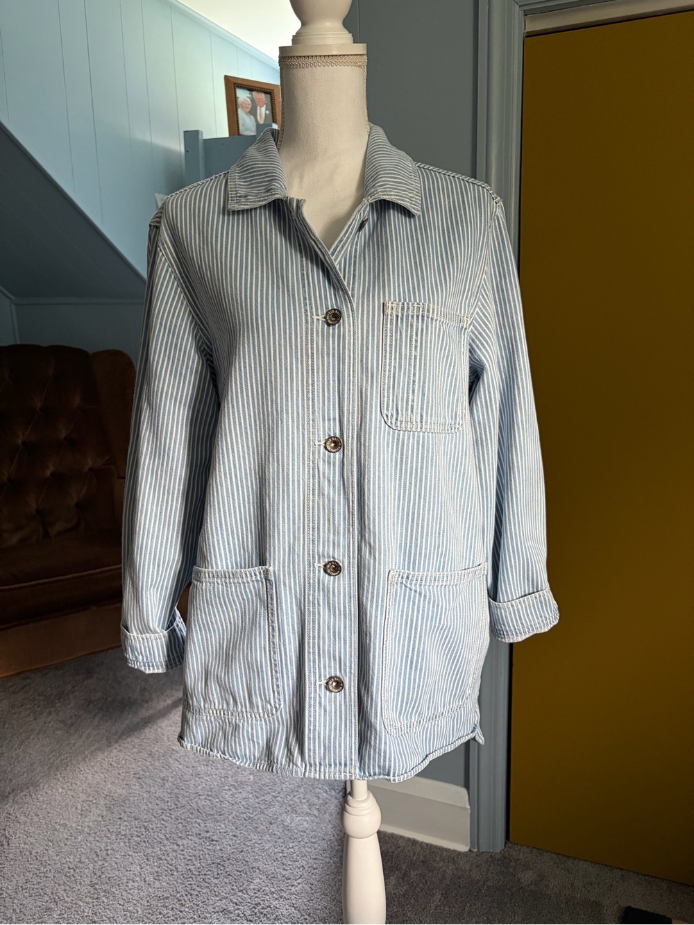 Striped Lightweight Denim Jacket